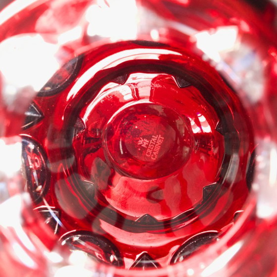 Large Antique German Ruby Crystal Vase Signed WMF (photo 5 of 5)