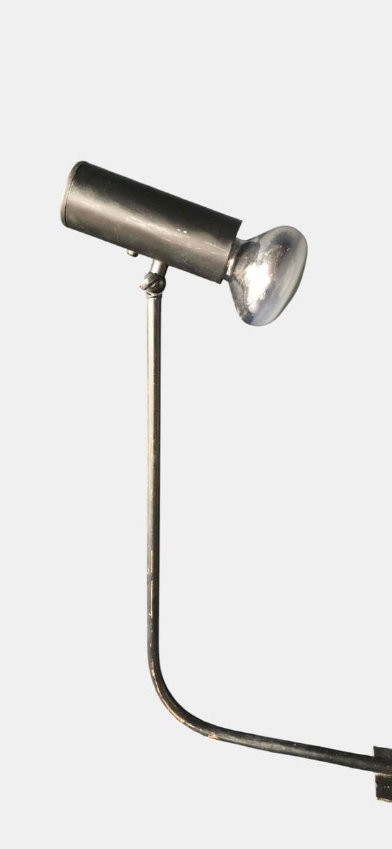 Image 1 of Minimalist metal wall light in the style of Jean Prouvé, circa 1950