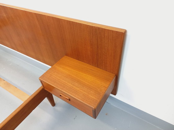 Image 1 of Vintage Scandinavian teak double bed from the 1960s with integrated bedside tables