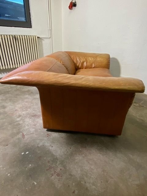 Poltronova Frau Leather Cognac 2-seater Sofa 70s Luigi Massoni, Poltrona Frau, Brown (photo 8 of 15)