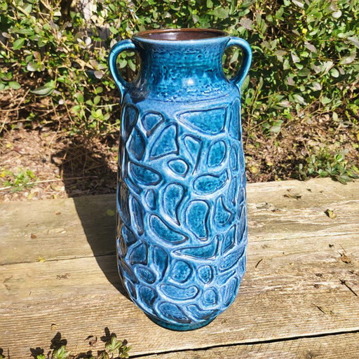 Vaso vintage « Amsterdam » Scheurich – West Germany – Blu cobalto, 1972