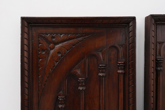 Image 1 of Grandes paneles de pared de roble portugués tallado, años 1850, lote de 2