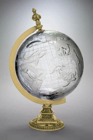 Vintage globe hand engraved