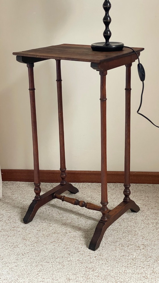Image 1 of Antique Turned Wood Bedside Table