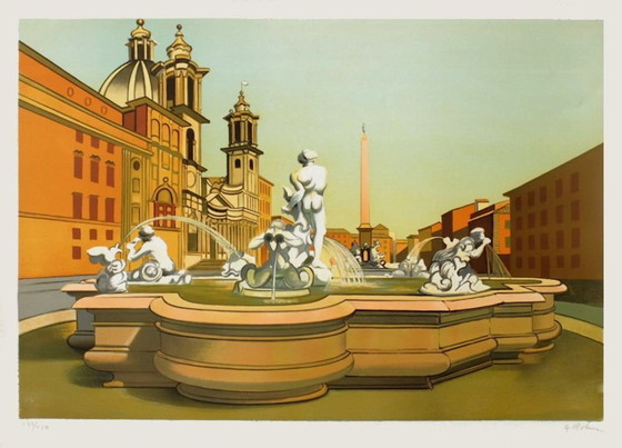 Image 1 of Georges ROHNER Roma - Piazza Navona Signed lithograph 1975