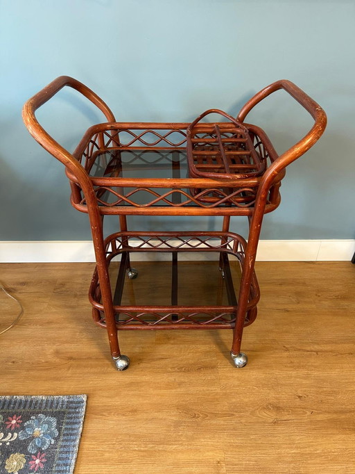 Rattan Tea Serving Cart/Trolley