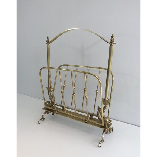 Vintage Neoclassical Brass magazine rack for Maison Jansen, 1940