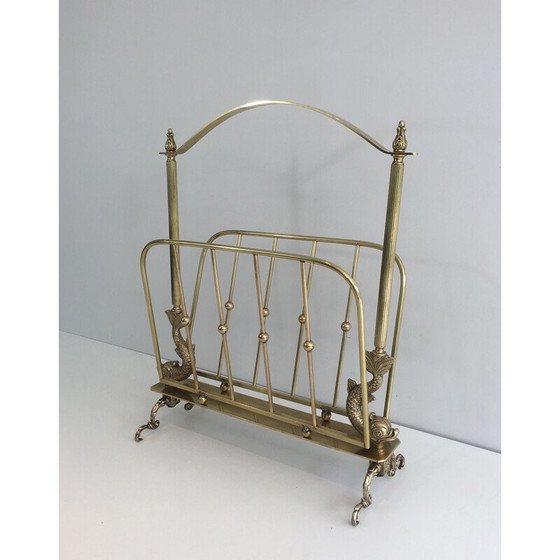 Image 1 of Vintage Neoclassical Brass magazine rack for Maison Jansen, 1940