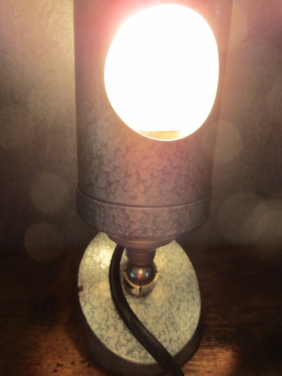Image 1 of  Industriële lamp  jaren 50 in gegalvaniseerd staal, van het merk Nachet