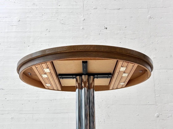 Dieter Wäckerlin Extendable Table – Wood Mosaic & Chrome, Switzerland, 1960s – Dining tables, Vintage (photo 3 of 13)