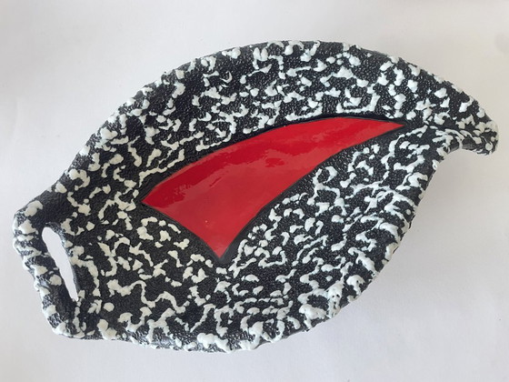 Image 1 of Vintage Vallauris foam ceramic bowl black-white-red