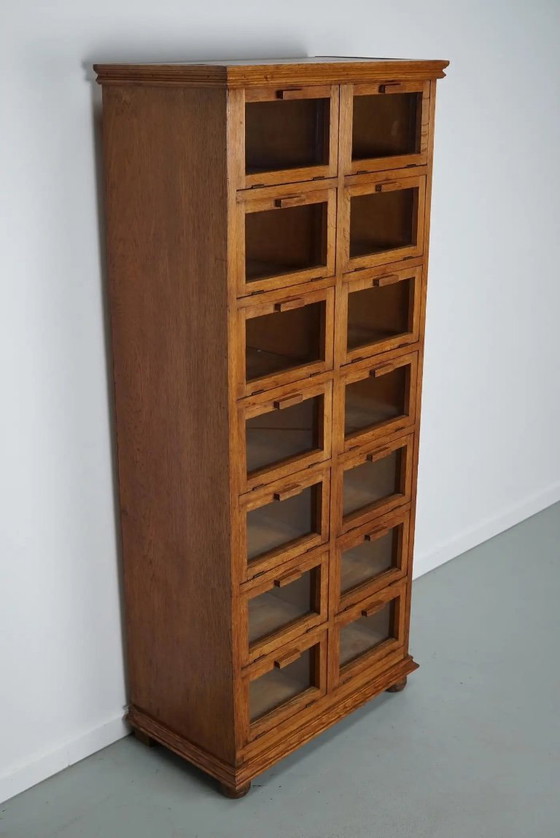 Image 1 of Vintage Dutch oak haberdashery cabinet / display cabinet with hinged doors, 1930s