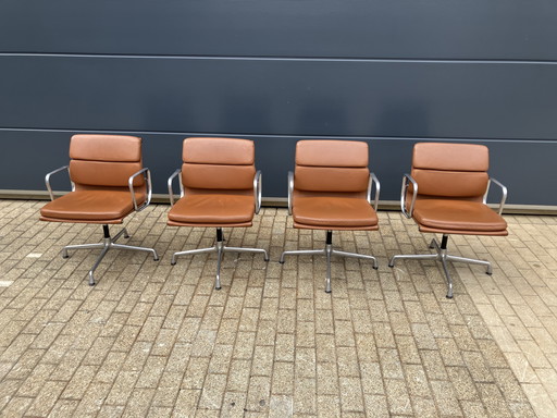 Cognac lederen Vitra Bureaustoelen EA208 Softpad