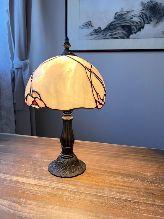 Image 1 of Vintage Tiffany style table lamp, small floor lamp