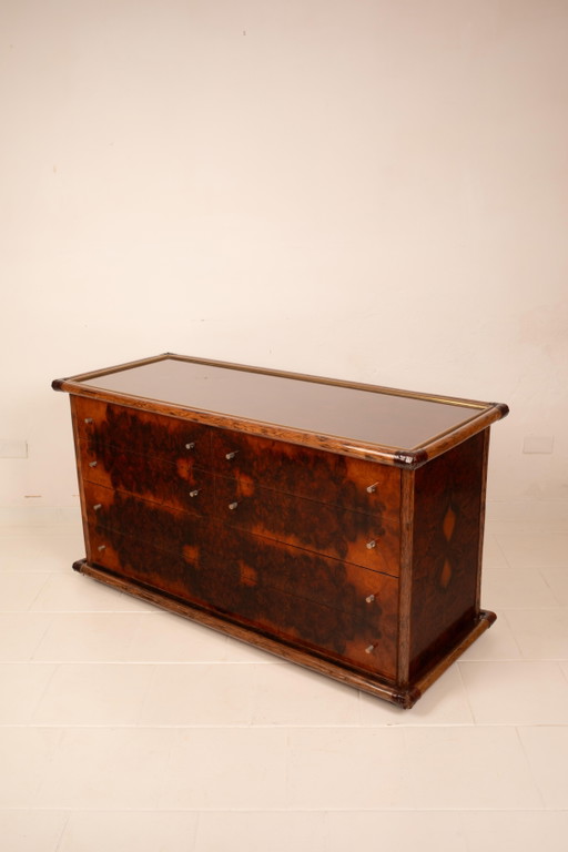 Alberto Smania Marango Chest of Drawers in Burl Wood and Bamboo Studio Smania