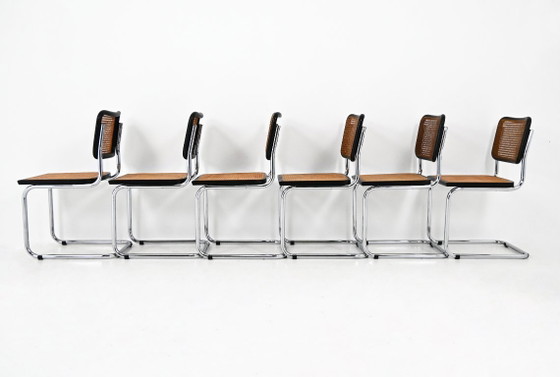 Image 1 of Eetkamerstoelen stijl B32 van Marcel Breuer, set van 6