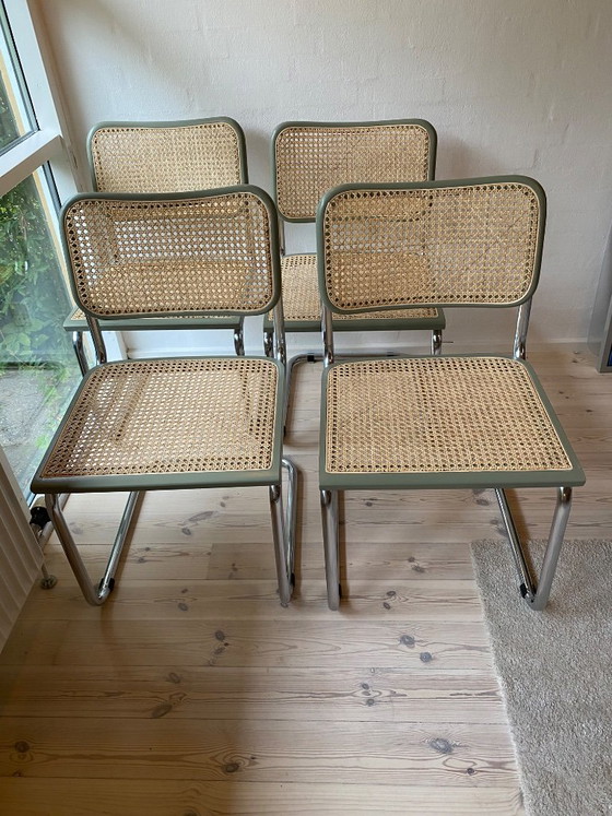 Sedie da pranzo italiane con rattan e cromo, set di quattro, Verde, Italian Design (foto 3 di 5)