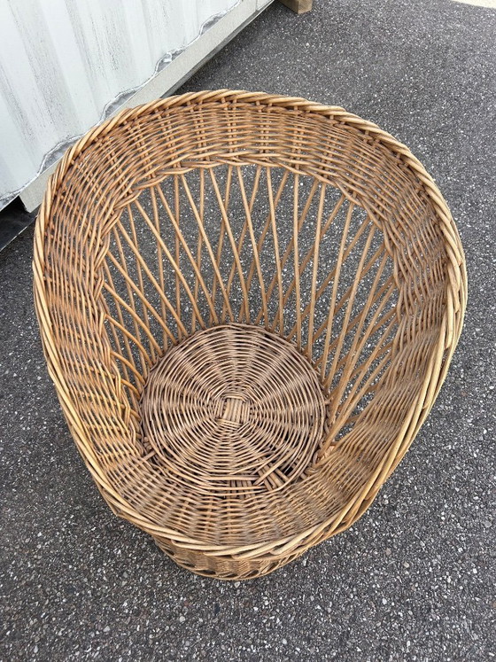 Image 1 of Wicker lounge set, 3 armchairs and a table, 1970s