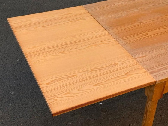 1/1 Dining Table Solid Pine Extendable Mid Century, Wood, Brown, Vintage (photo 6 of 12)