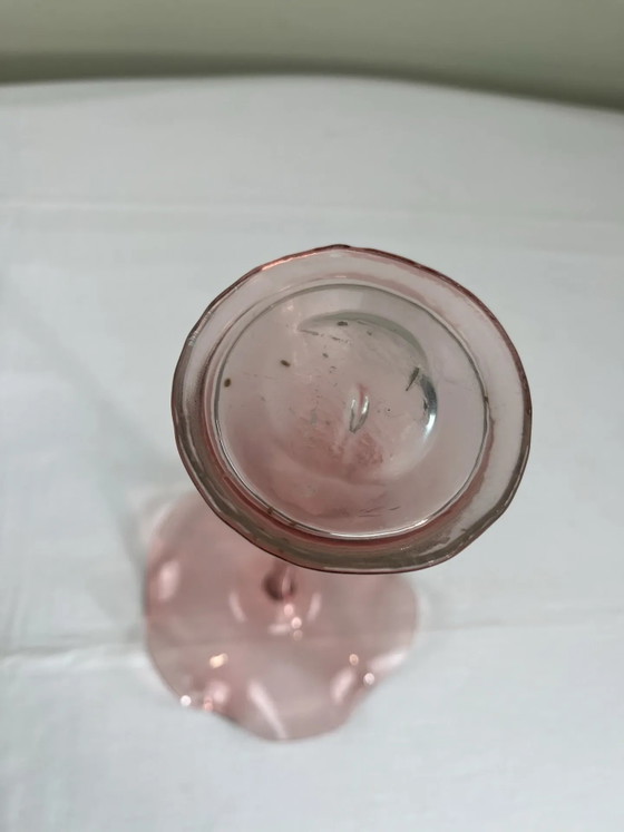Soliflore rosa fumé con corolla ondulata, Vasi, Cristallo, Vetro, Vintage (foto 6 di 8)