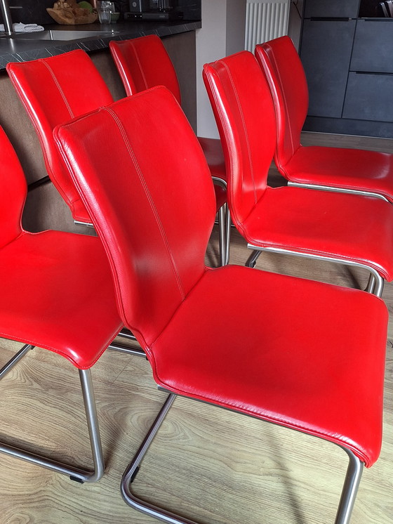 Image 1 of 6 Ferrari red dining room chairs
