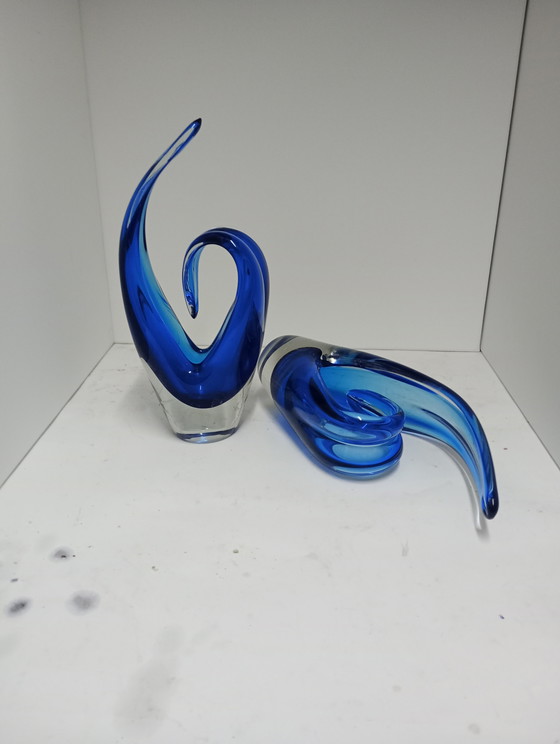 Image 1 of Murano glass midcentury pair of vases/pique fleur