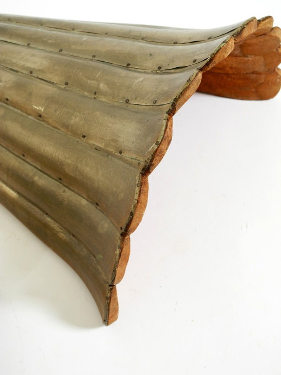 Two Large, Rare 1950s Wall Lamps Made of Wood With Aluminum Cladding – Wall lights (photo 17 of 20)