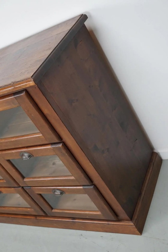 Image 1 of Armario de mercería holandés antiguo de pino, mediados del siglo XX