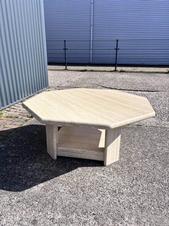 Image 1 of Table de salon vintage en travertin