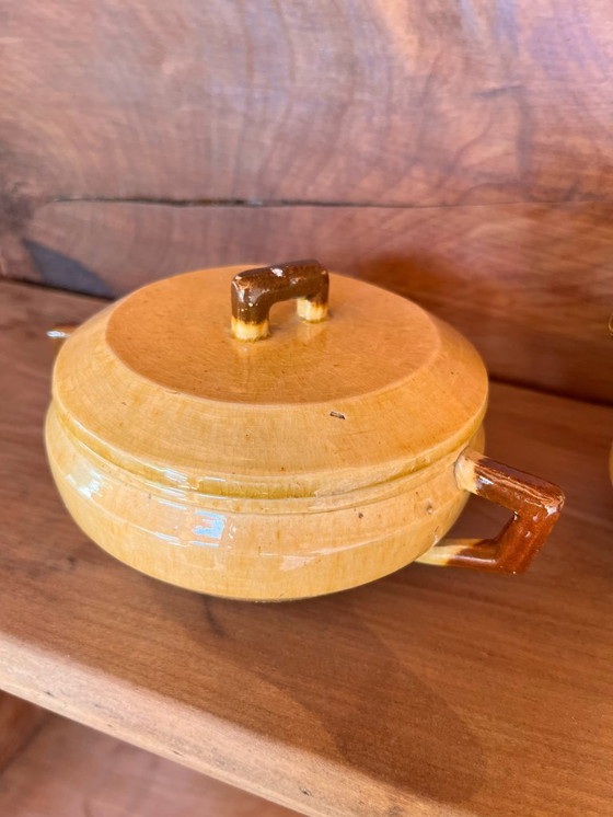 Image 1 of Service à café ocre signé G. Platon Vallauris