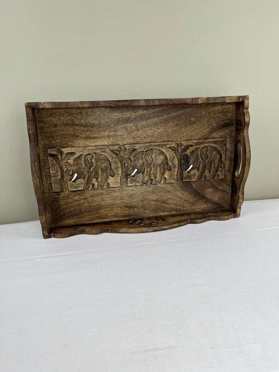 Vassoio decorativo vintage in legno – fregio di elefanti – Accessori da tavola, Wood (photo 5 of 10)