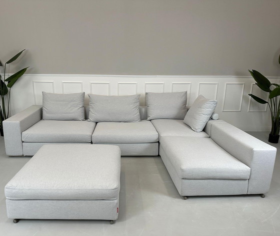 Image 1 of Flexform Groundpiece designer sofa fabric gray couch corner sofa