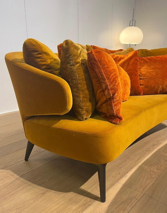 Image 1 of ZGAN Minotti Aston Sofa + Hocker Velvet Yellow