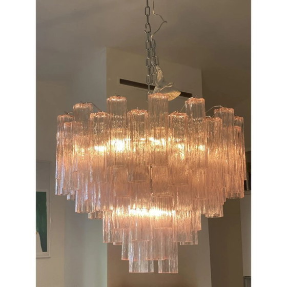 Image 1 of Lámpara de techo de cristal rosa estilo Tronchi Murano, estilo araña.
