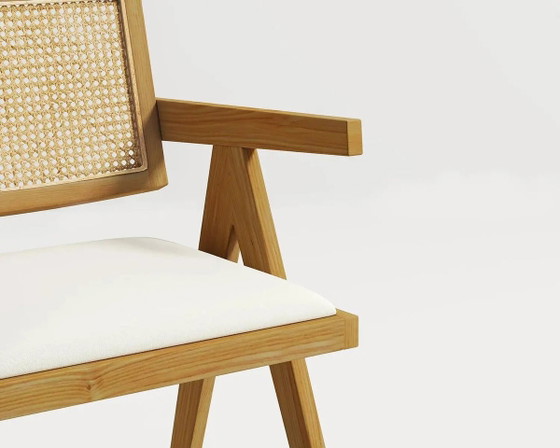 Massief Houten en Rotan Stoel 43x50x83cm – Fauteuils, Rattan, Textile (photo 4 of 5)