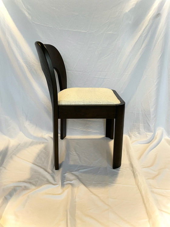 Vintage Dining chairs, Solid Oak & Ivory Bouclé, Wood, Brown (photo 5 of 8)