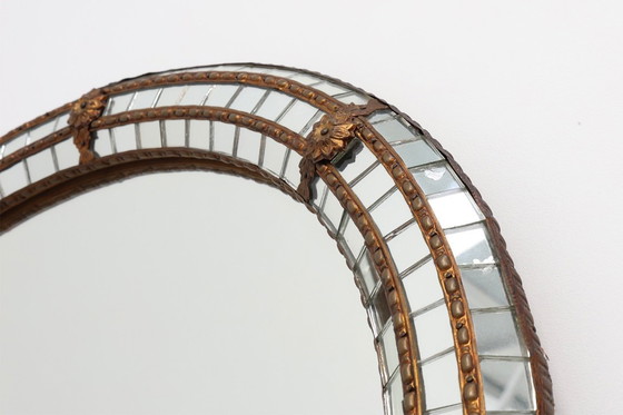 Image 1 of 20th Century Spanish trapezoidal Venetian mosaic Mirror with brass details 