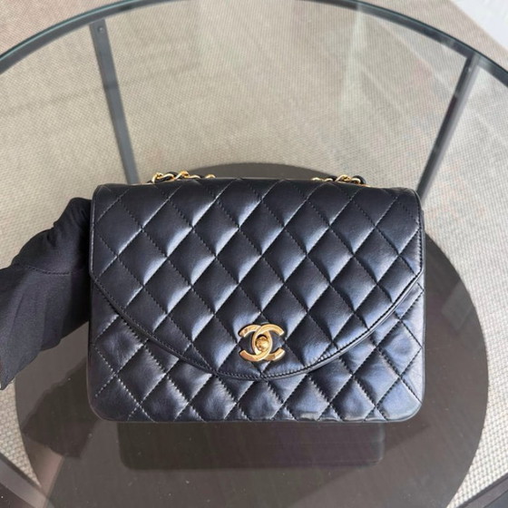 Image 1 of Chanel Medium Flap Vintage - Quilted Lambskin Black Gold Hardware Series 1
