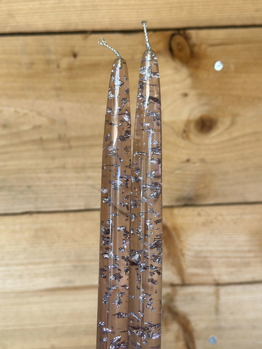 2 x Lucite Plexiglass Candles 60s