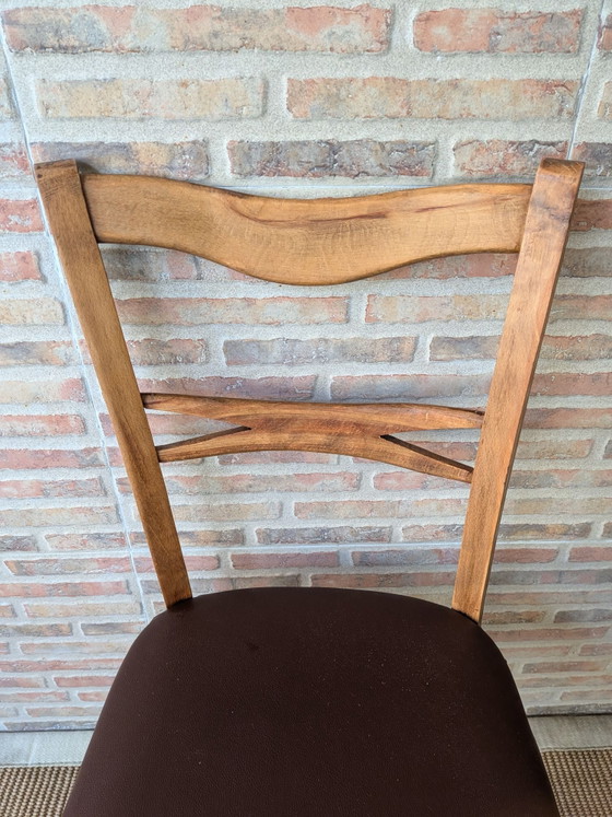 Antiker Mocholín Stuhl, Esszimmerstühle, Holz, Skai, Braun (Foto 6 von 15)