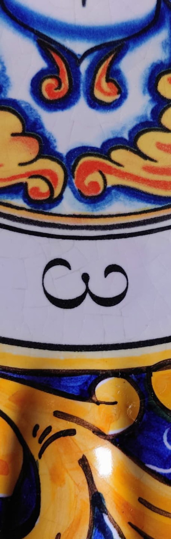 Image 1 of Siciliaanse keramische kunstklok uit 1978, met de hand beschilderd. Junghans-uurwerk.