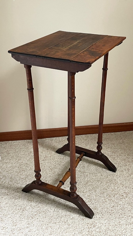 Image 1 of Antique Turned Wood Bedside Table