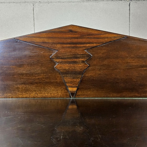 Image 1 of Antieke Art Deco Amsterdamse School Dressoir (coromandel en kersenhout) theekastje / vitrinekastje 