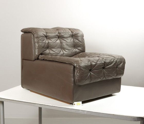 Image 1 of Excellent Mid-Century De Sede DS11 Patched Seal Brown Leather Modular Sofa, 6 Elements. Germany, 1970s.