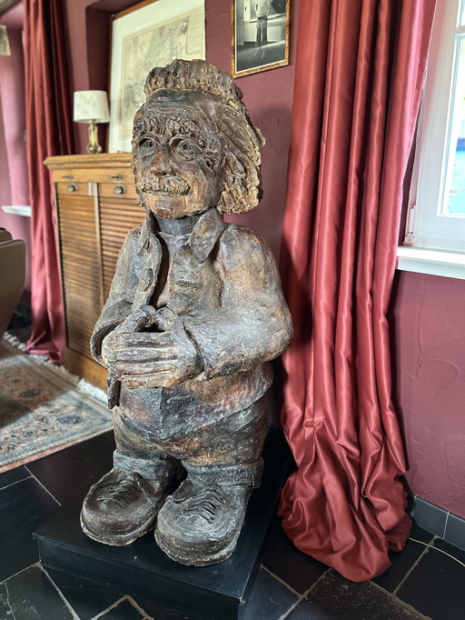 Objet d'art unique - Grande sculpture d'Einstein sur socle