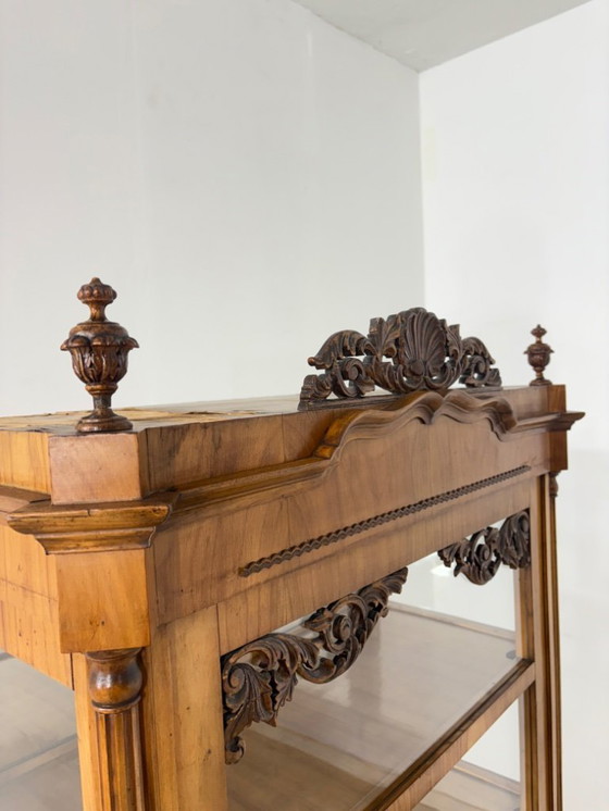 Image 1 of Vitrine Biedermeier, meuble de salon, armoire, meuble à façade en éventail, vers 1880