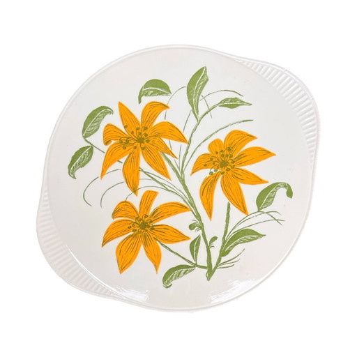 Edelkeramik Grünstadt Floral Dish from 1960s Germany Mid Century Modern