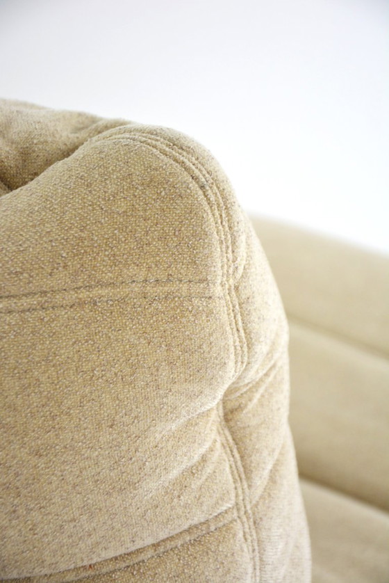 Ligne Roset Marsala 3-zitsbank van Michel Ducaroy — Vintage Frans Design, Licht Beige Bouclé Jaren 70 (photo 4 of 6)