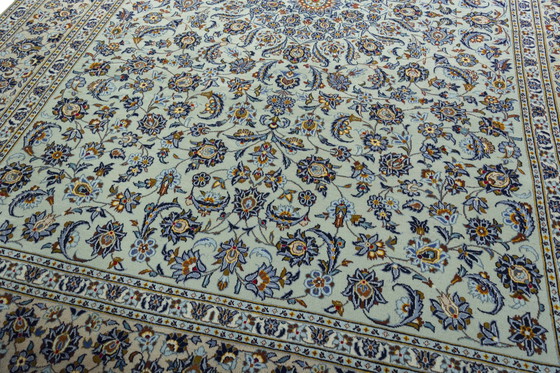 Image 1 of Kashan Kork - Verde pistacchio 412 x 298 cm - Tappeto orientale annodato a mano