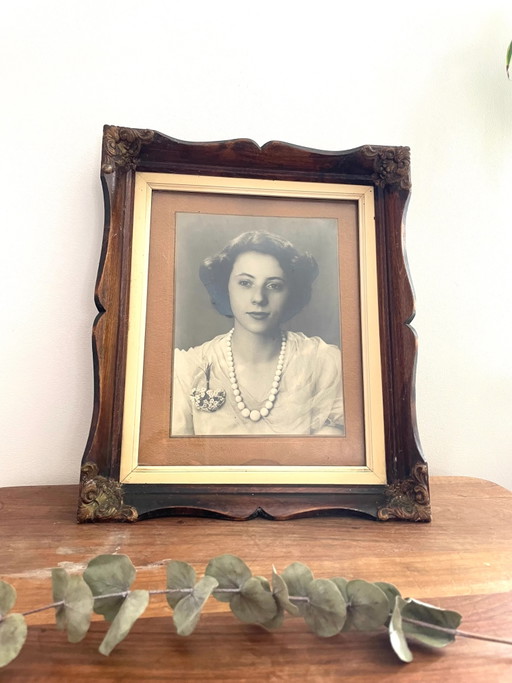 Portrait in its vintage wooden frame